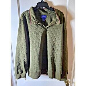 Wilkens Bros Quilted 1/4 Snap Pullover Sweater Men's XL Olive Green New NWT